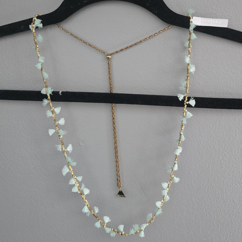 Anthropologie Serfina Urban Vintage Gold Necklace with Mint Accents